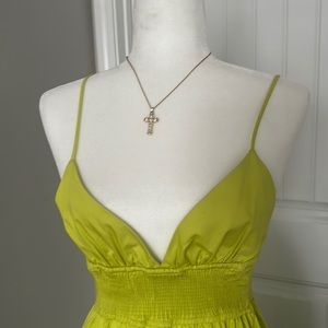 Kiwi lime green sundress with thin straps. Vcut maxi sundress brand new